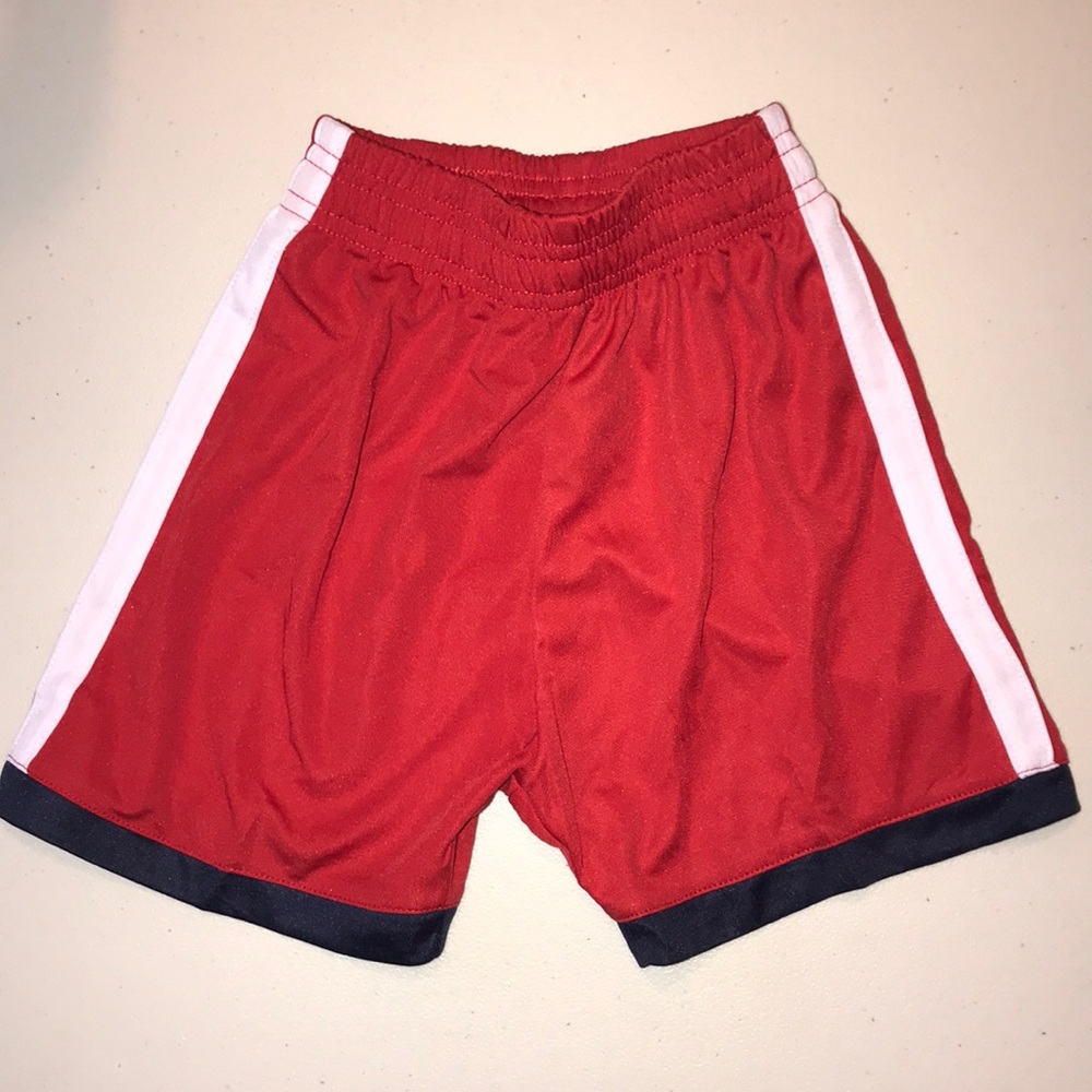 NWOT red, navy & white youth active soccer shorts